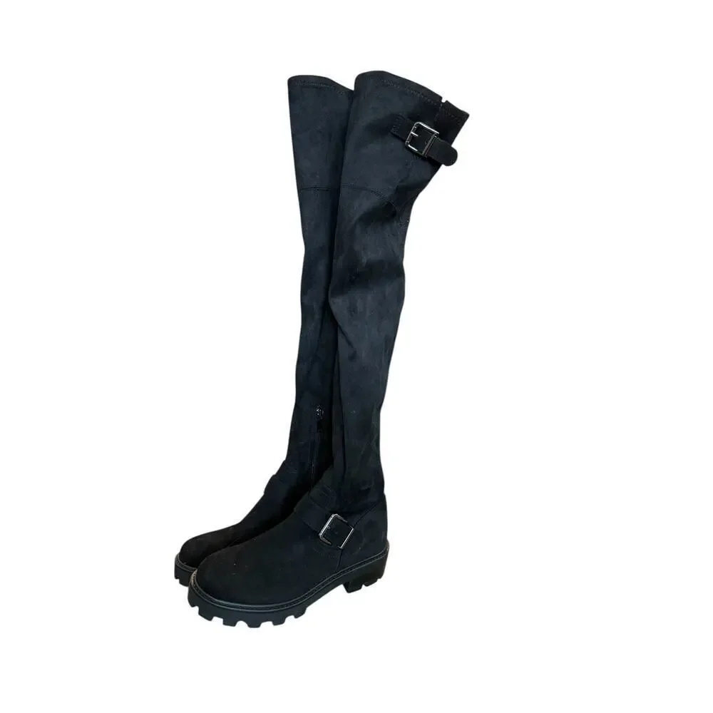 Marc Fisher Women’s Black Ganven Lug Sole Over the Knee Boots Size 6.5M